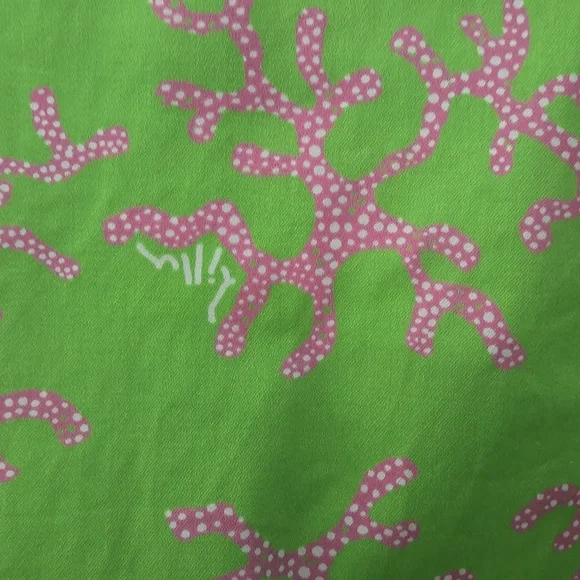 LILLY PULITZER Tropper Mini Skirt Sz 10 Pink Polka Dot Coral On Green Scalloped - Picture 5 of 10